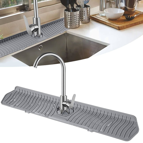 24 - Inch XXL Kitchen Sink Splash Guard, Silicone Sink Protectors for Kitchen Sink, Gigabaskets Drip Catcher Tray & Draining Pad, Keep Kitchen